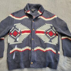 aztek blue pendleton cardigan button mens xl